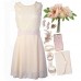 Slim Dress Chiffon Back Lace Sleeveless Classic Dress For Women