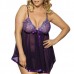 Women Plus Size M-5XL Exotic Mesh Lace Sequin Embroidery Babydoll Sexy Lingerie Sleepwear