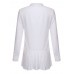 Women White Casual Long Sleeve Pleated Chiffon Blouse