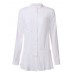 Women White Casual Long Sleeve Pleated Chiffon Blouse