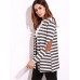 Casual Women Shawl Collar Elbow Patch Striped Open Front Cardigan Long Sleeve