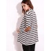 Casual Women Shawl Collar Elbow Patch Striped Open Front Cardigan Long Sleeve