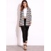 Casual Women Shawl Collar Elbow Patch Striped Open Front Cardigan Long Sleeve