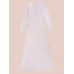 Sexy White Lace Crochet Deep V Women Ball Gown Cocktail Party Maxi Dress