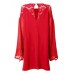 Casual Lace Chiffon Lantern Sleeve Backless Mini Dress For Women