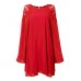 Casual Lace Chiffon Lantern Sleeve Backless Mini Dress For Women