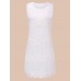 Sexy Women Summer Sleeveless Lace Crochet Stitching Mini Dress