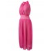 Bohemian Halter V Neck Backless Bow Chiffon Women Beach Maxi Dress