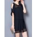 Elegant Women Lace Patchwork Hollow Off Shoulder Chiffon Dress