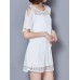 Elegant Women Lace Patchwork Hollow Off Shoulder Chiffon Dress