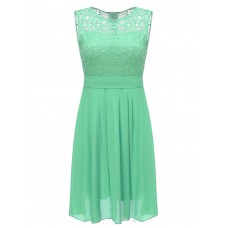 Solid Color Sleeveless Women Lace Chiffon Dresses