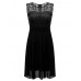 Solid Color Sleeveless Women Lace Chiffon Dresses