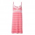 Plus Size Women Sexy Lace Stripe Sleepwear V Neck Spaghetti Strap Nightdress