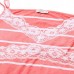 Plus Size Women Sexy Lace Stripe Sleepwear V Neck Spaghetti Strap Nightdress