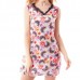 M-4XL Women Flowers Printing V Neck Sleepwear Lace Sleeveless Nightdress