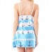 Ladies Sexy Bowknot V Neck Backless Pajamas Spaghetti Strap Patchwork Nightdress