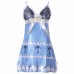 Ladies Sexy Bowknot V Neck Backless Pajamas Spaghetti Strap Patchwork Nightdress