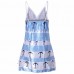 Ladies Sexy Bowknot V Neck Backless Pajamas Spaghetti Strap Patchwork Nightdress