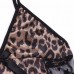 Women Sexy Deep V Leopard Printed Nightdress Side Hollow Mesh Spaghetti Straps Sleepwear