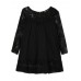 Casual Women Vintage Lace Stitching 3/4 Sleeve Shirt Dress