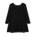 Casual Women Vintage Lace Stitching 3/4 Sleeve Shirt Dress