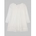 Casual Women Vintage Lace Stitching 3/4 Sleeve Shirt Dress