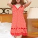 Women Polka Dot Sexy Adjustable Strap Sleepwear Sets With Panties Nightdress