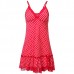 Women Polka Dot Sexy Adjustable Strap Sleepwear Sets With Panties Nightdress