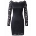 Women Sexy Lace Hollow Out Floral Embroidery Patchwork Bodycon Dress