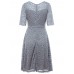 Elegant Women Lace Crochet O-Neck Zipper Short Sleeve Party Dresses