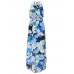 Women Chiffon V-Neck Spaghetti Strap Backless Floral Printed Maxi Dress