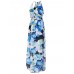 Women Chiffon V-Neck Spaghetti Strap Backless Floral Printed Maxi Dress