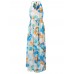 Women Chiffon V-Neck Spaghetti Strap Backless Floral Printed Maxi Dress