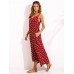 Sexy Women Sleeveless Halter V-Neck Printed Boho Beach Maxi Dresses