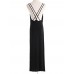 Women Black Sexy Sleeveless Spaghetti Strap Backless Maxi Dresses