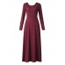 Elegant Women Backless Bowknot Pure Color Long Sleeve Maxi Dresses