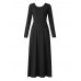 Elegant Women Backless Bowknot Pure Color Long Sleeve Maxi Dresses