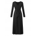 Elegant Women Backless Bowknot Pure Color Long Sleeve Maxi Dresses