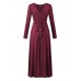 Elegant Women Backless Bowknot Pure Color Long Sleeve Maxi Dresses