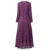 Elegant Women Long Sleeve Lace Crochet Pure Color Maxi Dresses