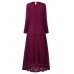 Elegant Women Long Sleeve Lace Crochet Pure Color Maxi Dresses