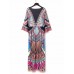 Bohemian Sexy V-Neck Half Sleeve Floral Printed Maxi Dresses For Women