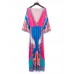 Bohemian Sexy V-Neck Half Sleeve Floral Printed Maxi Dresses For Women