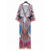 Bohemian Sexy V-Neck Half Sleeve Floral Printed Maxi Dresses For Women