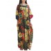 Ethnic Women Random Floral Print Batwing Sleeve Maxi Dresses