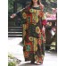 Ethnic Women Random Floral Print Batwing Sleeve Maxi Dresses