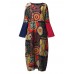 Ethnic Women Random Floral Print Batwing Sleeve Maxi Dresses