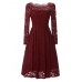 Vintage Lace Off Shoulder Long Sleeve Dress For Women