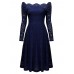 Vintage Lace Off Shoulder Long Sleeve Dress For Women