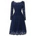 Vintage Lace Off Shoulder Long Sleeve Dress For Women